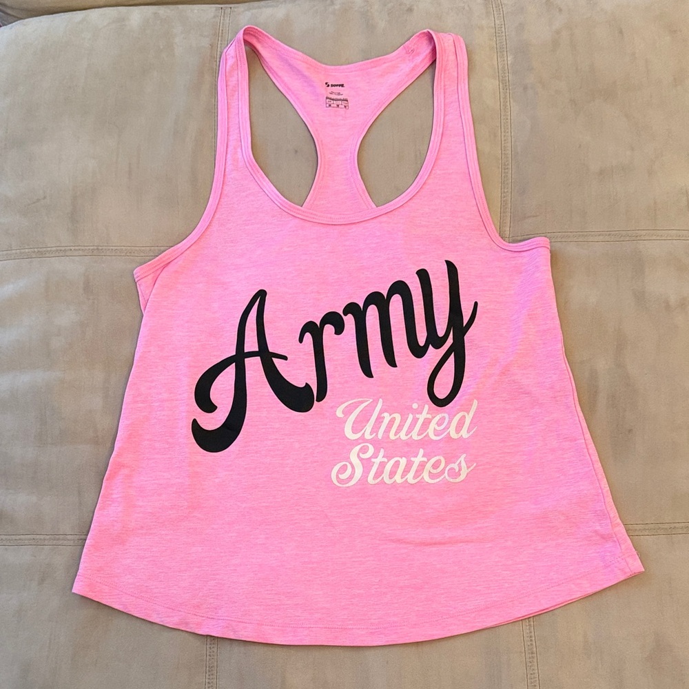 Stylish Pink Women's Tank Top with Army Print Medium